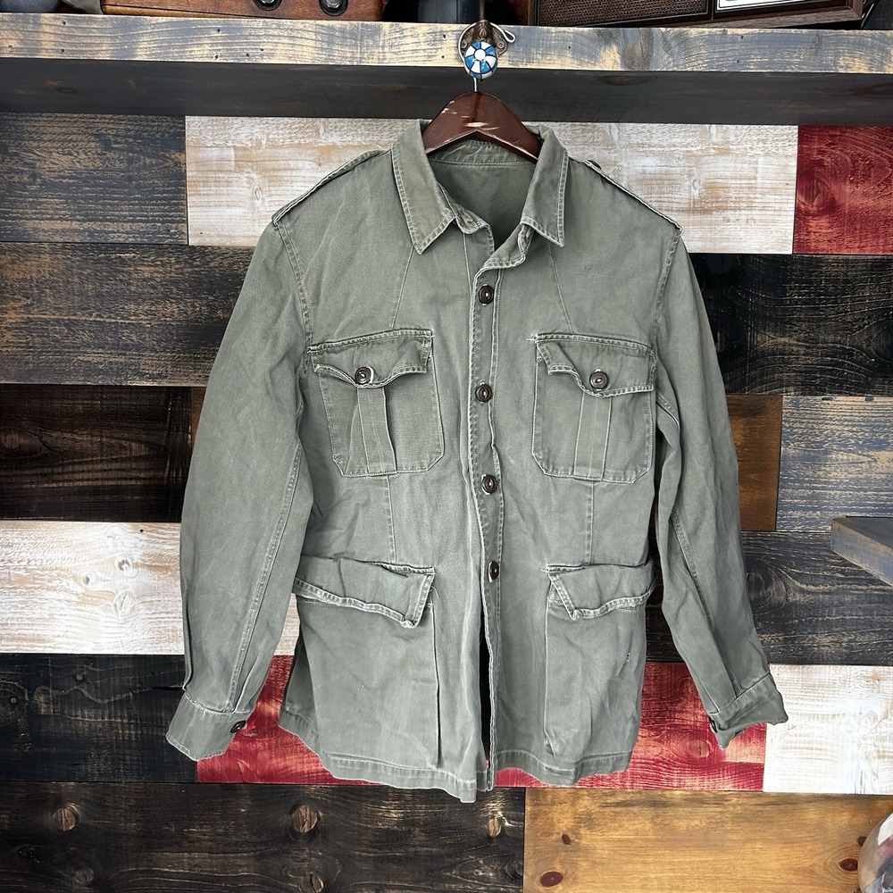 Vintage Canadian Army Field Bush Jacket Green Military 50s 40s Medium
